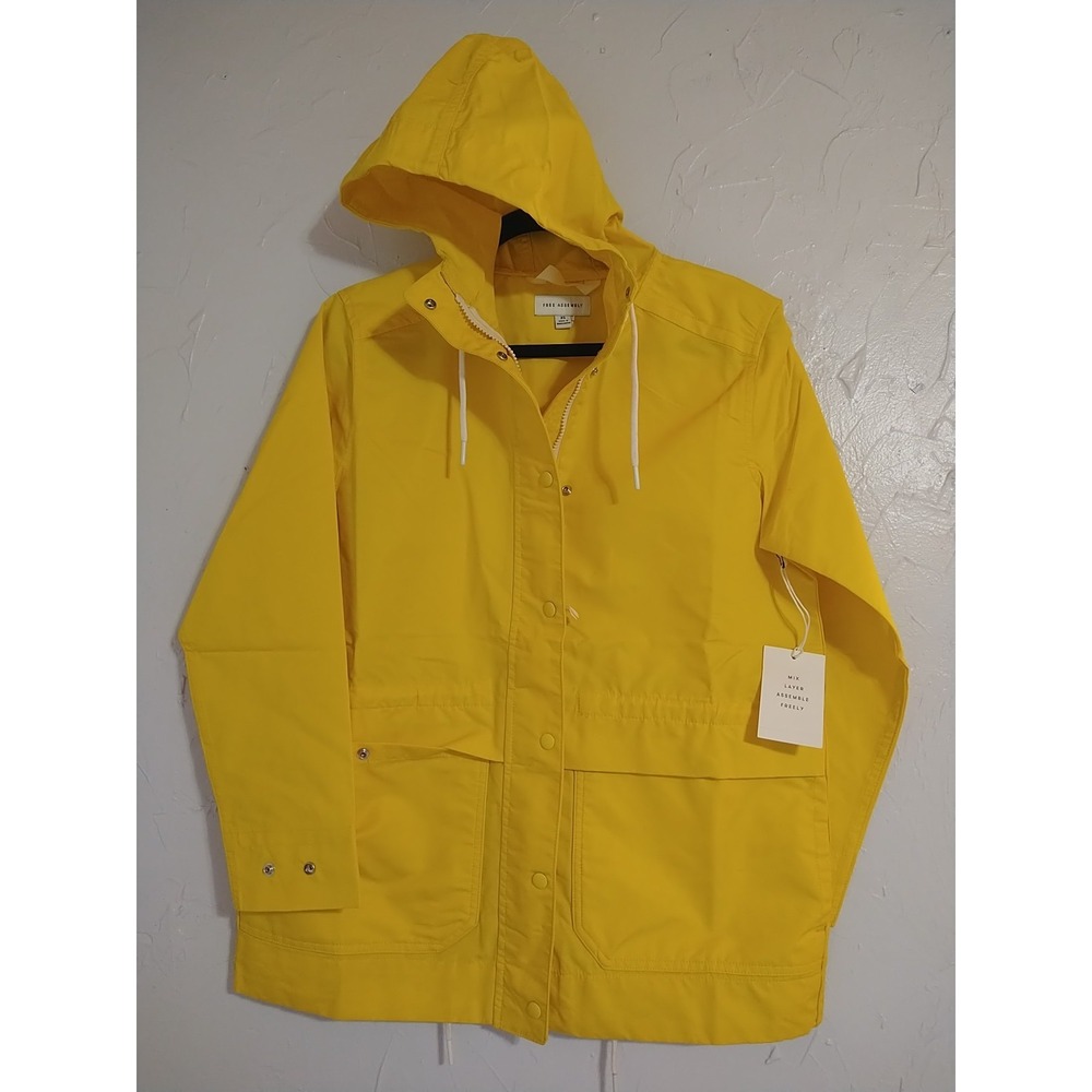 Free Assembly Jacket Anorak Ladies XS Lemon‎ Yellow Full Zip Hooded Outdoors NWT